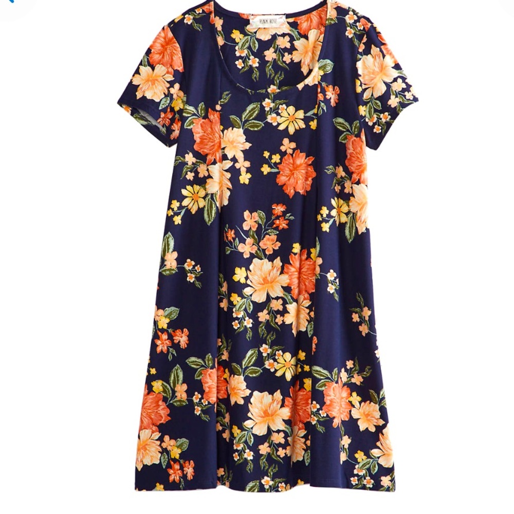 Large Pink Rose Floral Dress
